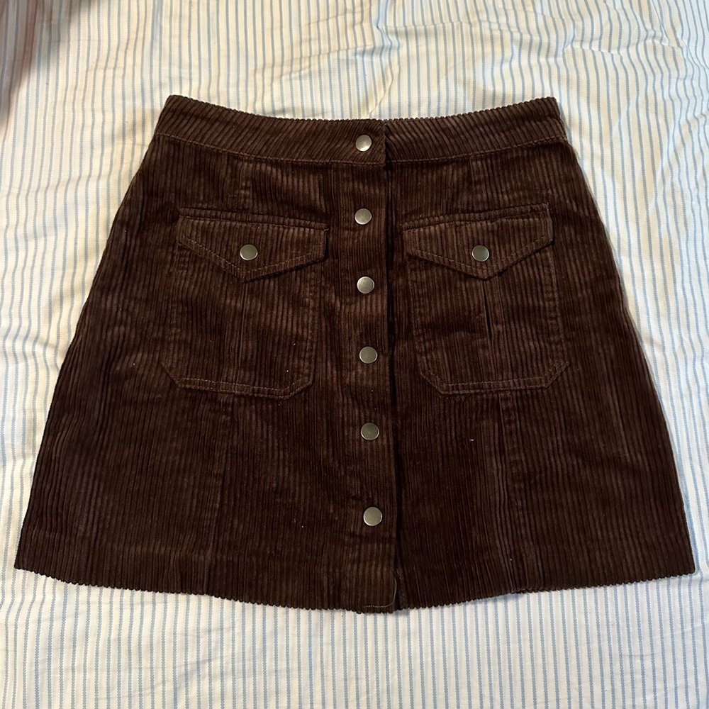 Corduroy button down skirt
